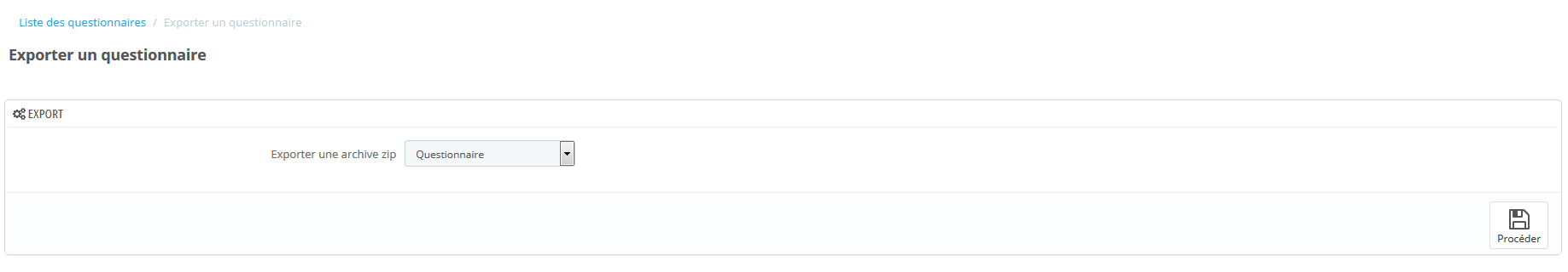 page export questionnaire